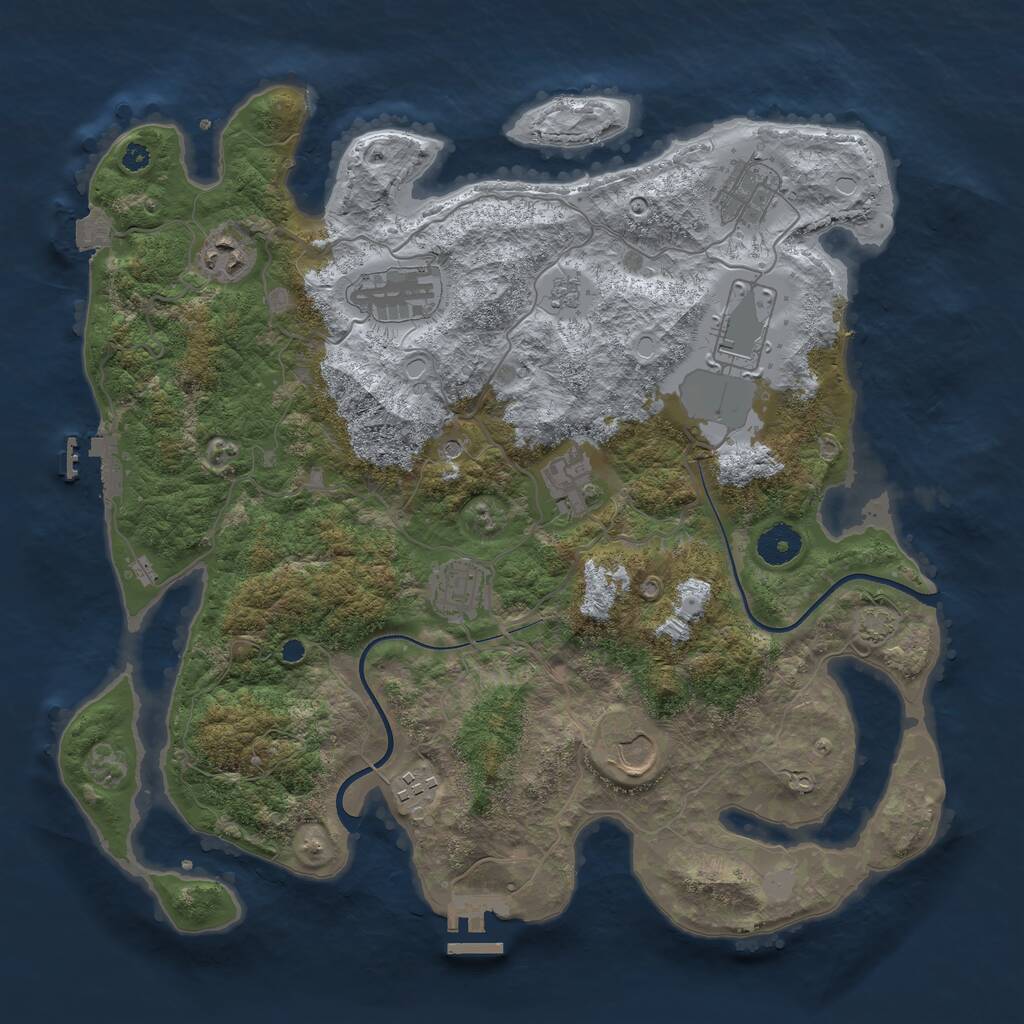 Rust Map: Procedural Map, Size: 3700, Seed: 45323434, 14 Monuments