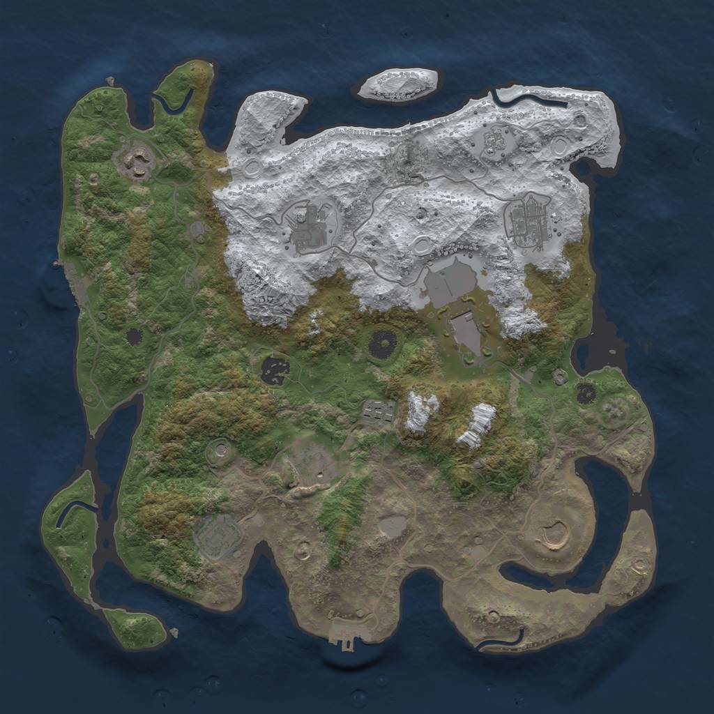 Rust Map: Procedural Map, Size: 3700, Seed: 45323434, 18 Monuments