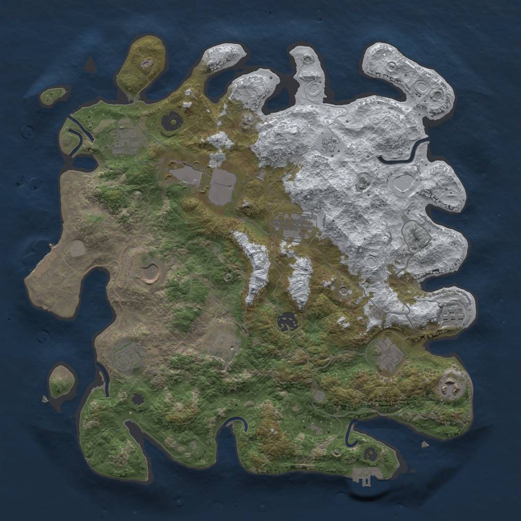 Rust Map: Procedural Map, Size: 3850, Seed: 517811295, 19 Monuments