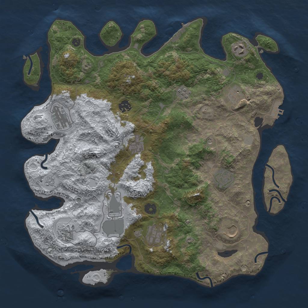 Rust Map: Procedural Map, Size: 3850, Seed: 1672081158, 20 Monuments