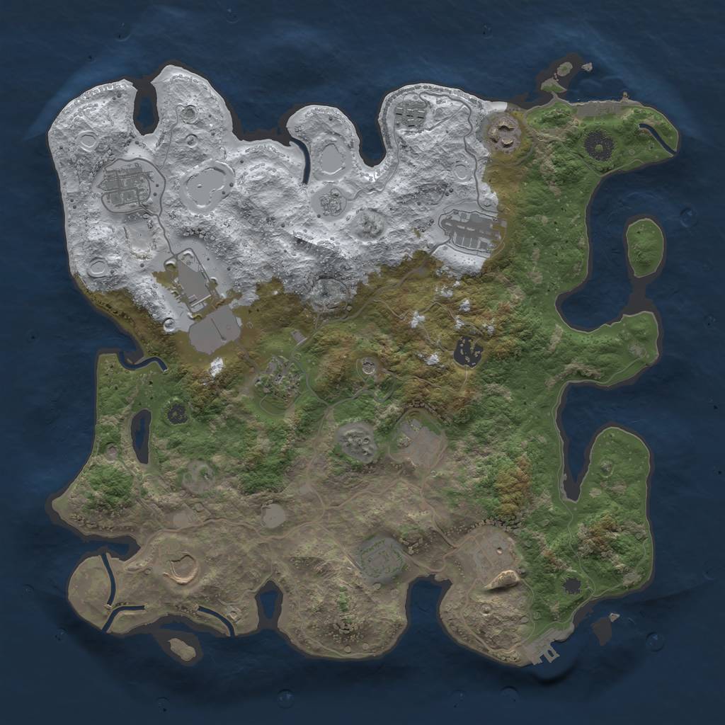 Rust Map: Procedural Map, Size: 3700, Seed: 1945112948, 20 Monuments