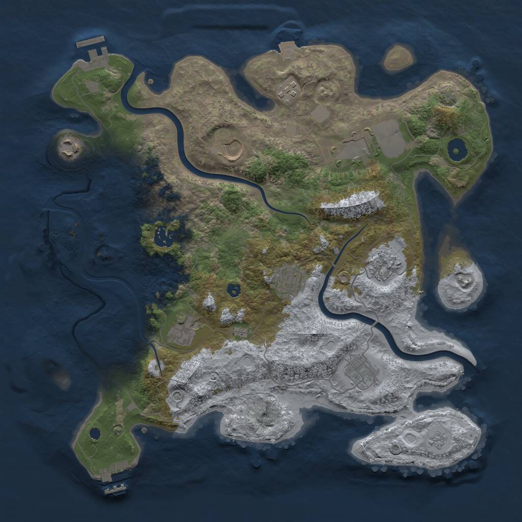 Rust Map: Procedural Map, Size: 3700, Seed: 1999094222, 15 Monuments