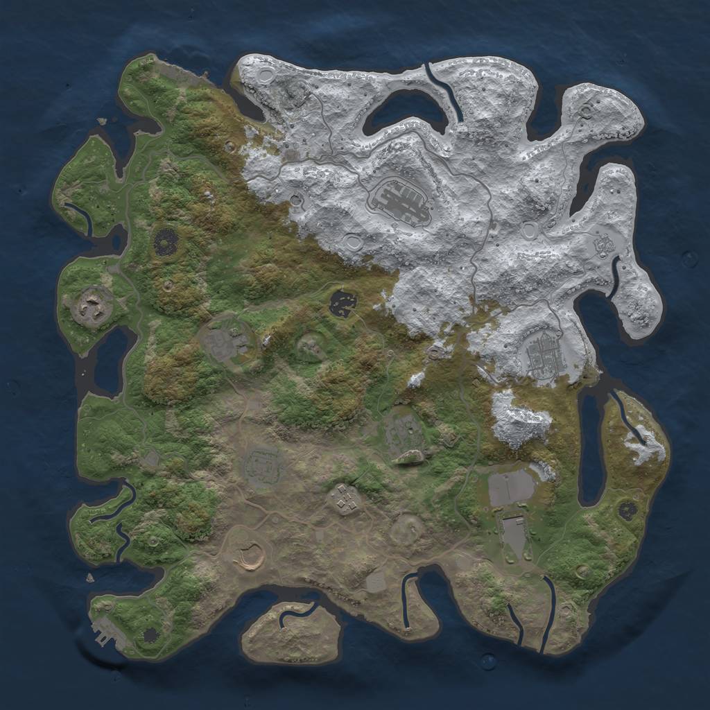 Rust Map: Procedural Map, Size: 4000, Seed: 675, 19 Monuments