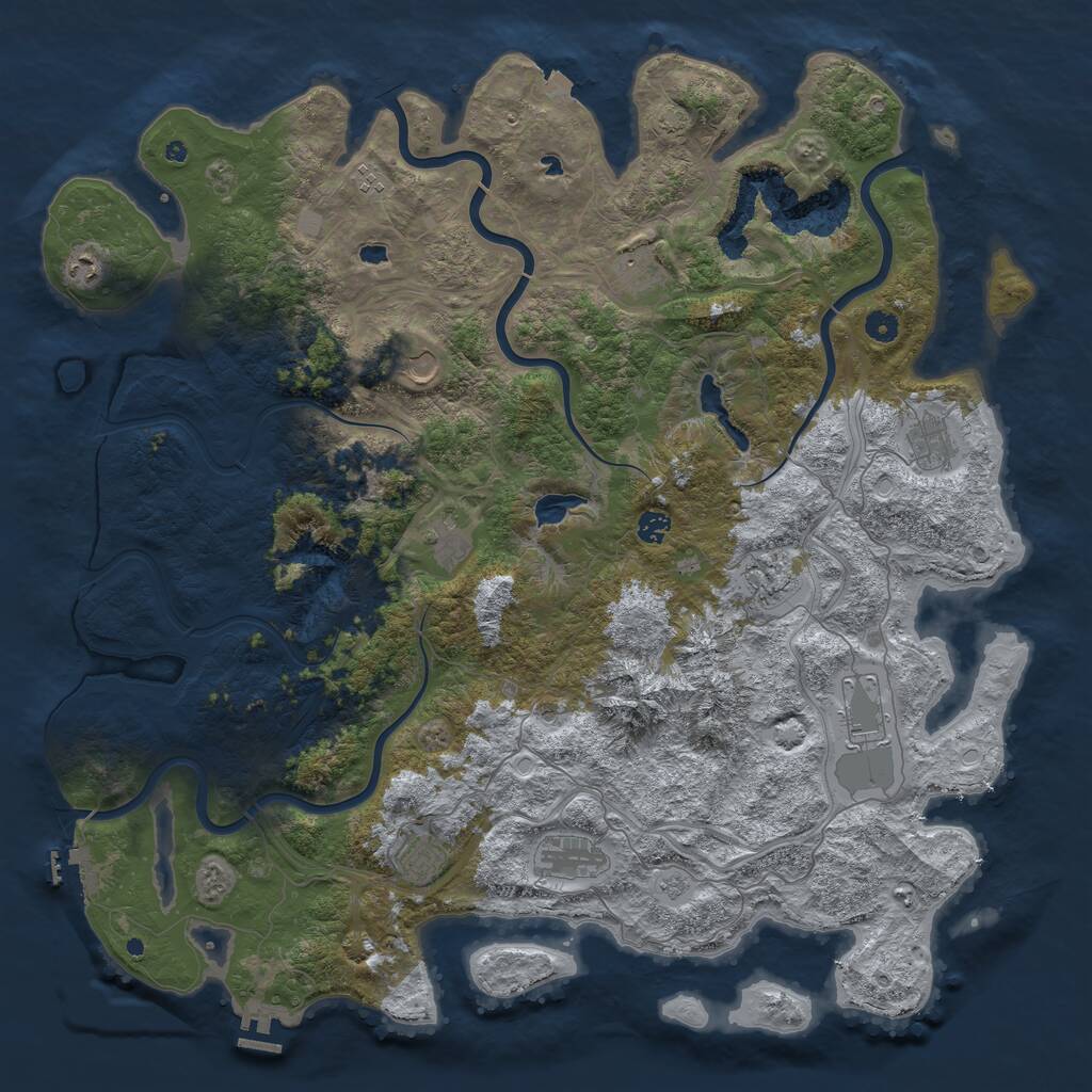 Rust Map: Procedural Map, Size: 5000, Seed: 332972353, 17 Monuments
