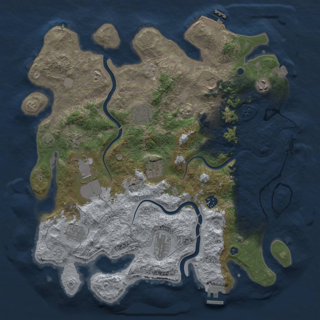 Rust Map: Procedural Map, Size: 3950, Seed: 816944124, 16 Monuments