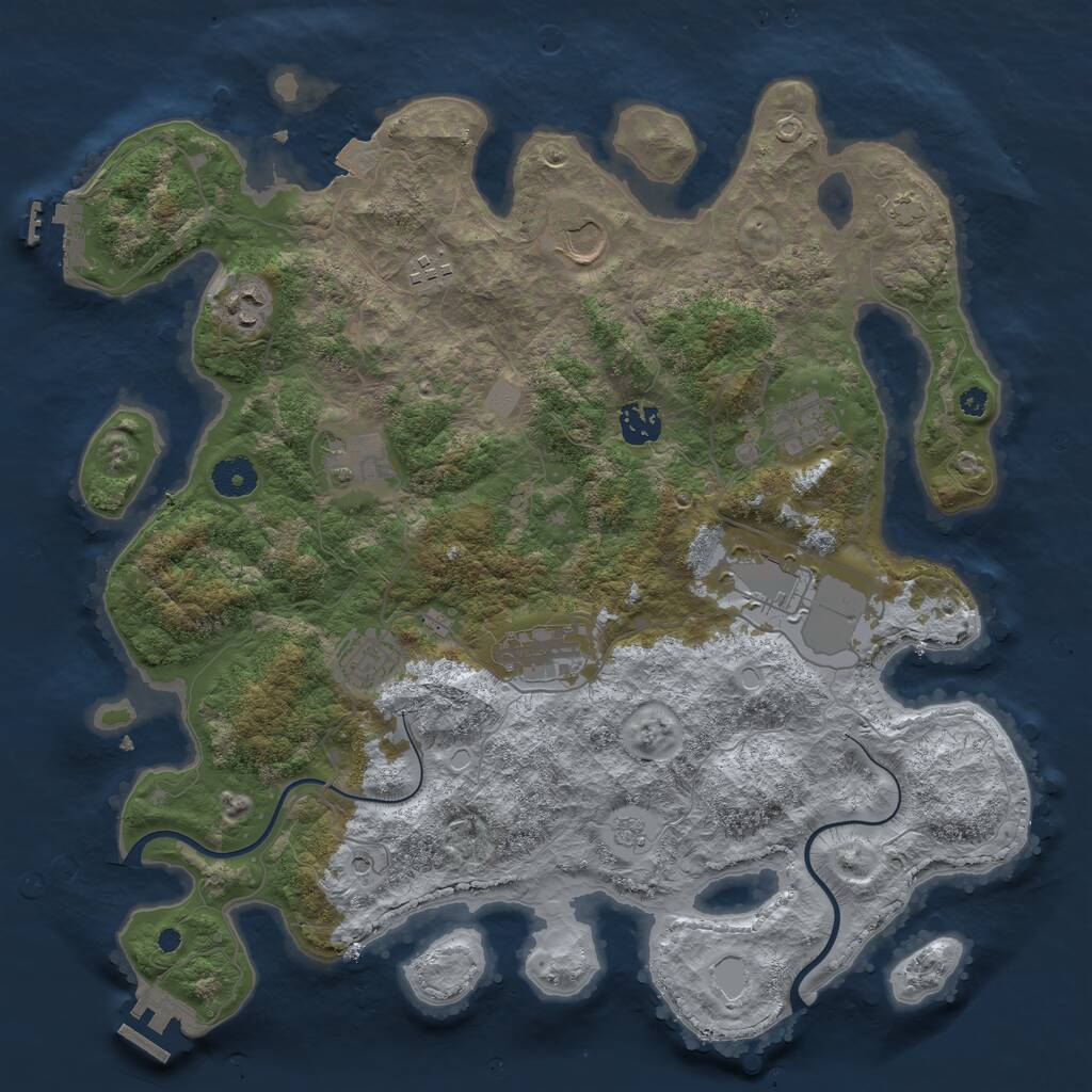Rust Map: Procedural Map, Size: 3850, Seed: 2132285295, 15 Monuments