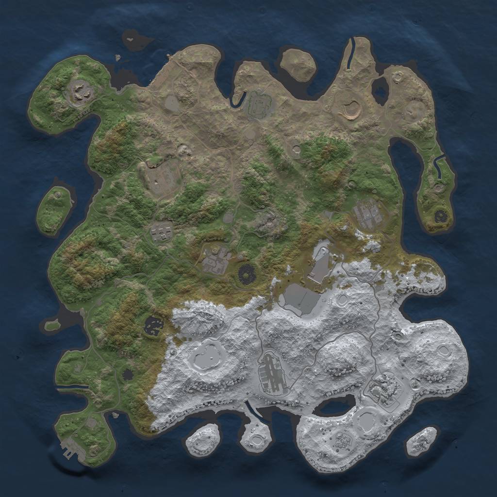 Rust Map: Procedural Map, Size: 3850, Seed: 2132285295, 20 Monuments