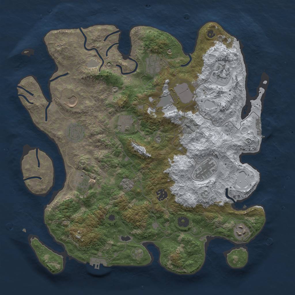 Rust Map: Procedural Map, Size: 3850, Seed: 341669877, 20 Monuments