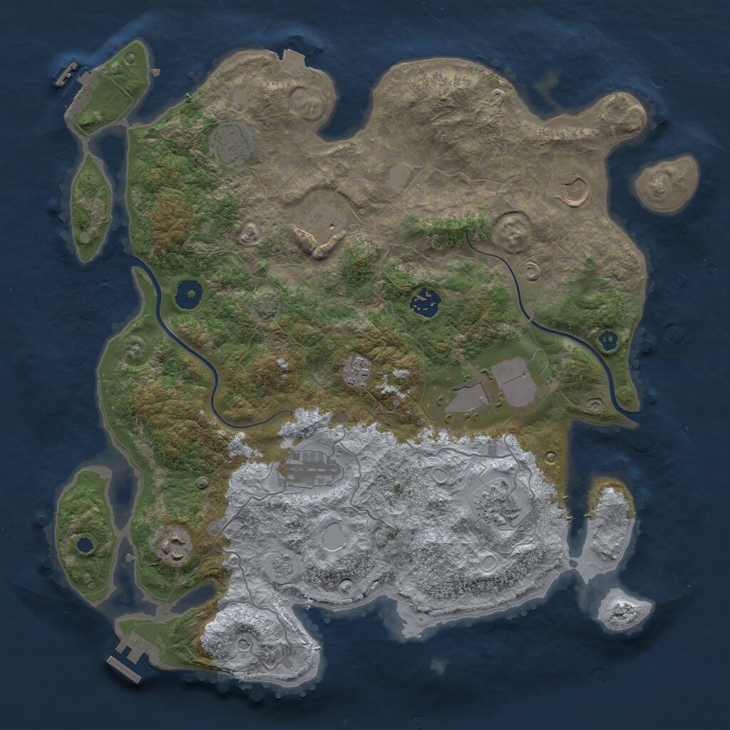 Rust Map: Procedural Map, Size: 3850, Seed: 1184572104, 15 Monuments