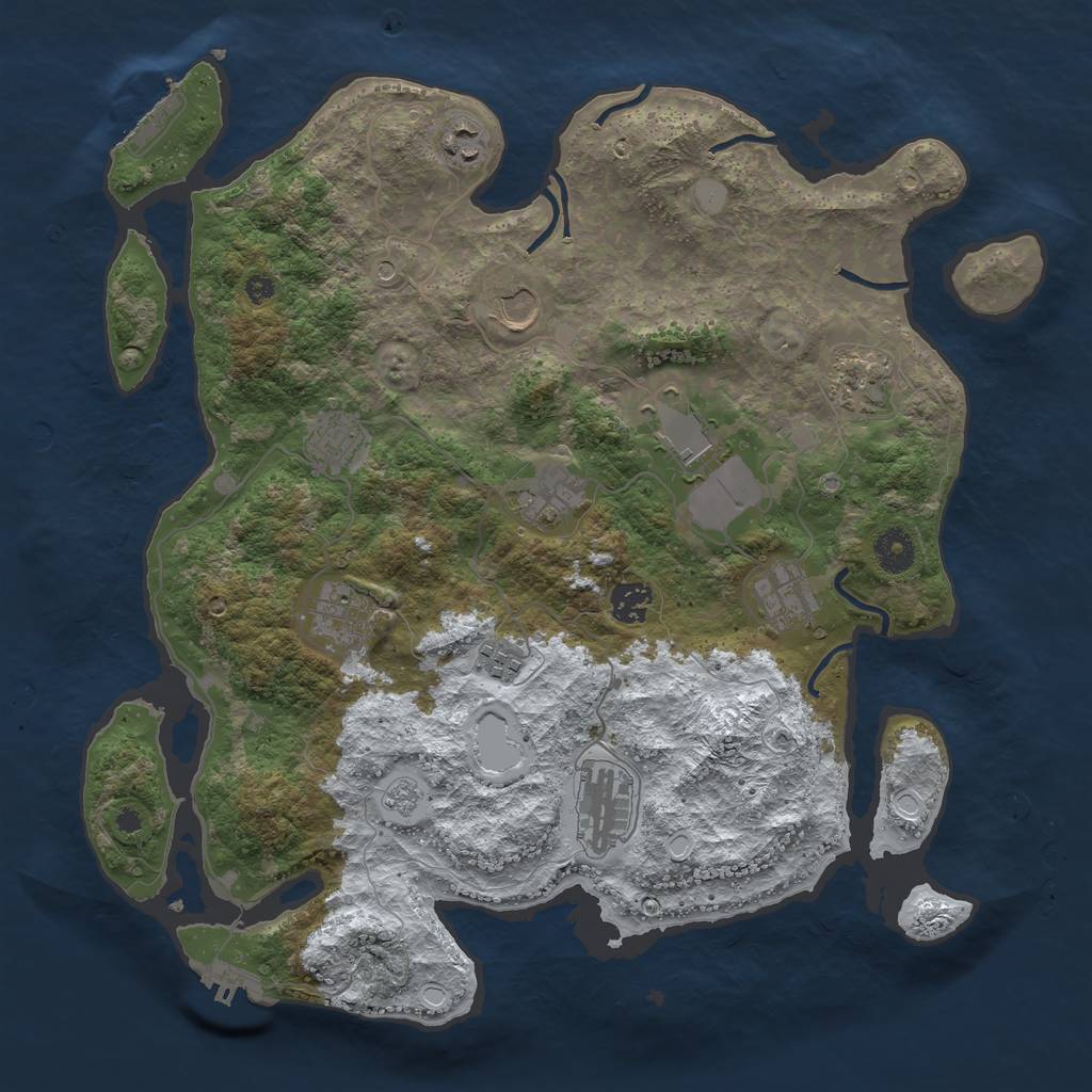 Rust Map: Procedural Map, Size: 3850, Seed: 1184572104, 20 Monuments