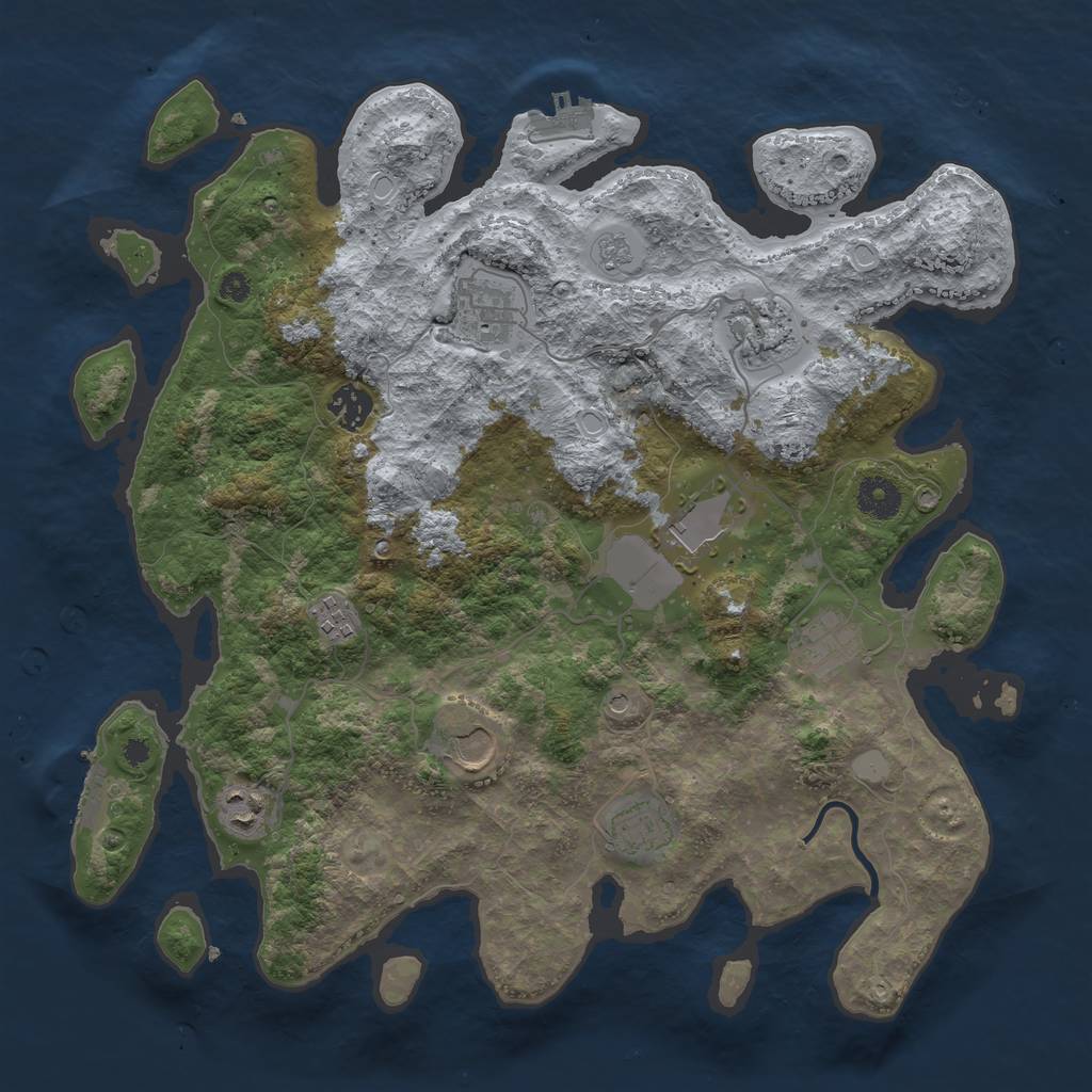 Rust Map: Procedural Map, Size: 3750, Seed: 1010442112, 16 Monuments