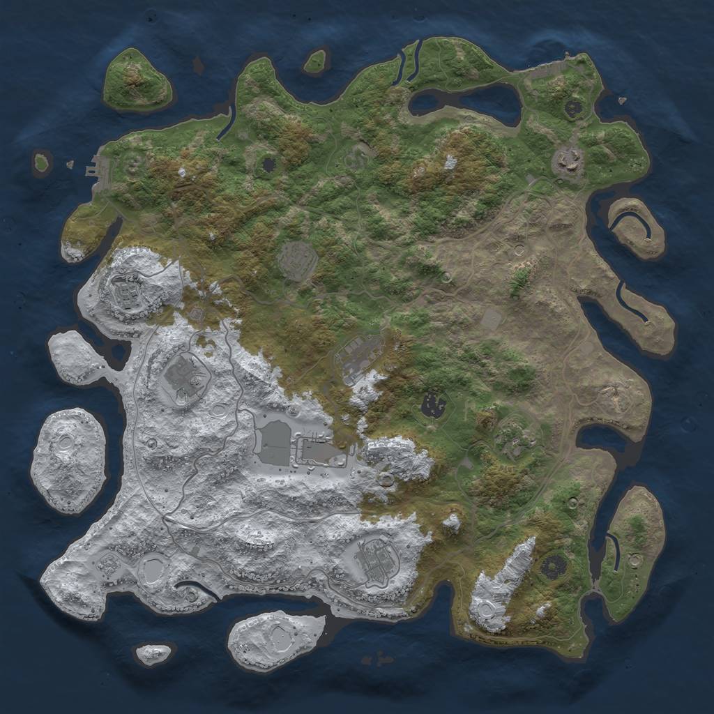 Rust Map: Procedural Map, Size: 4300, Seed: 1022737386, 18 Monuments
