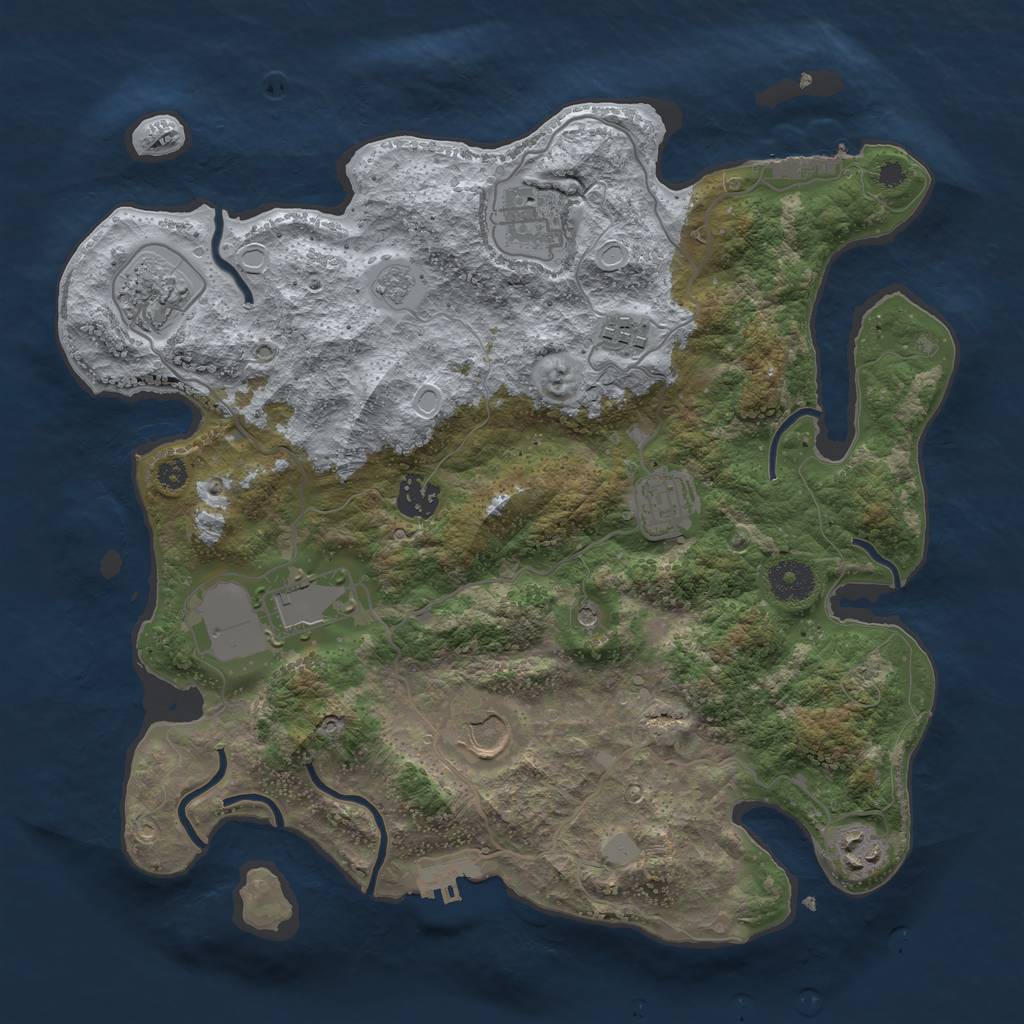 Rust Map: Procedural Map, Size: 3500, Seed: 500570171, 17 Monuments