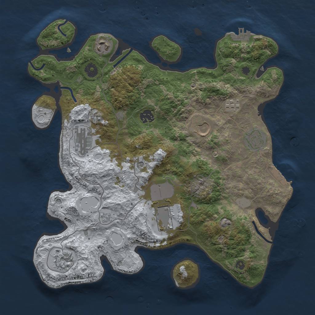 Rust Map: Procedural Map, Size: 3500, Seed: 6957496, 17 Monuments
