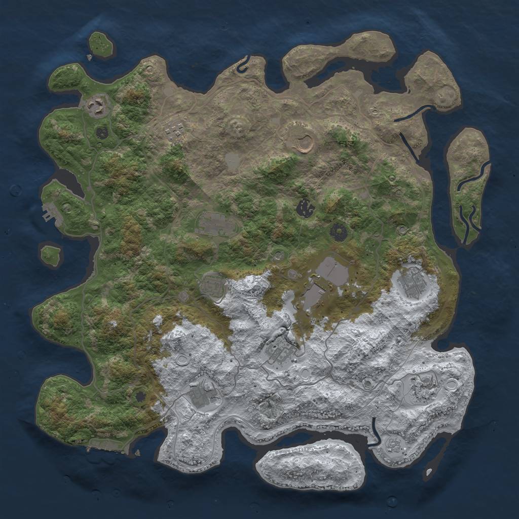 Rust Map: Procedural Map, Size: 4300, Seed: 8763915, 20 Monuments