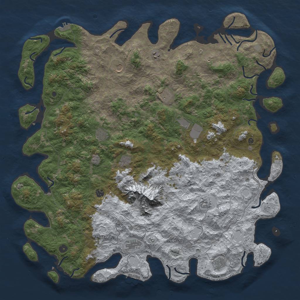 Rust Map: Procedural Map, Size: 5500, Seed: 1223757121, 20 Monuments