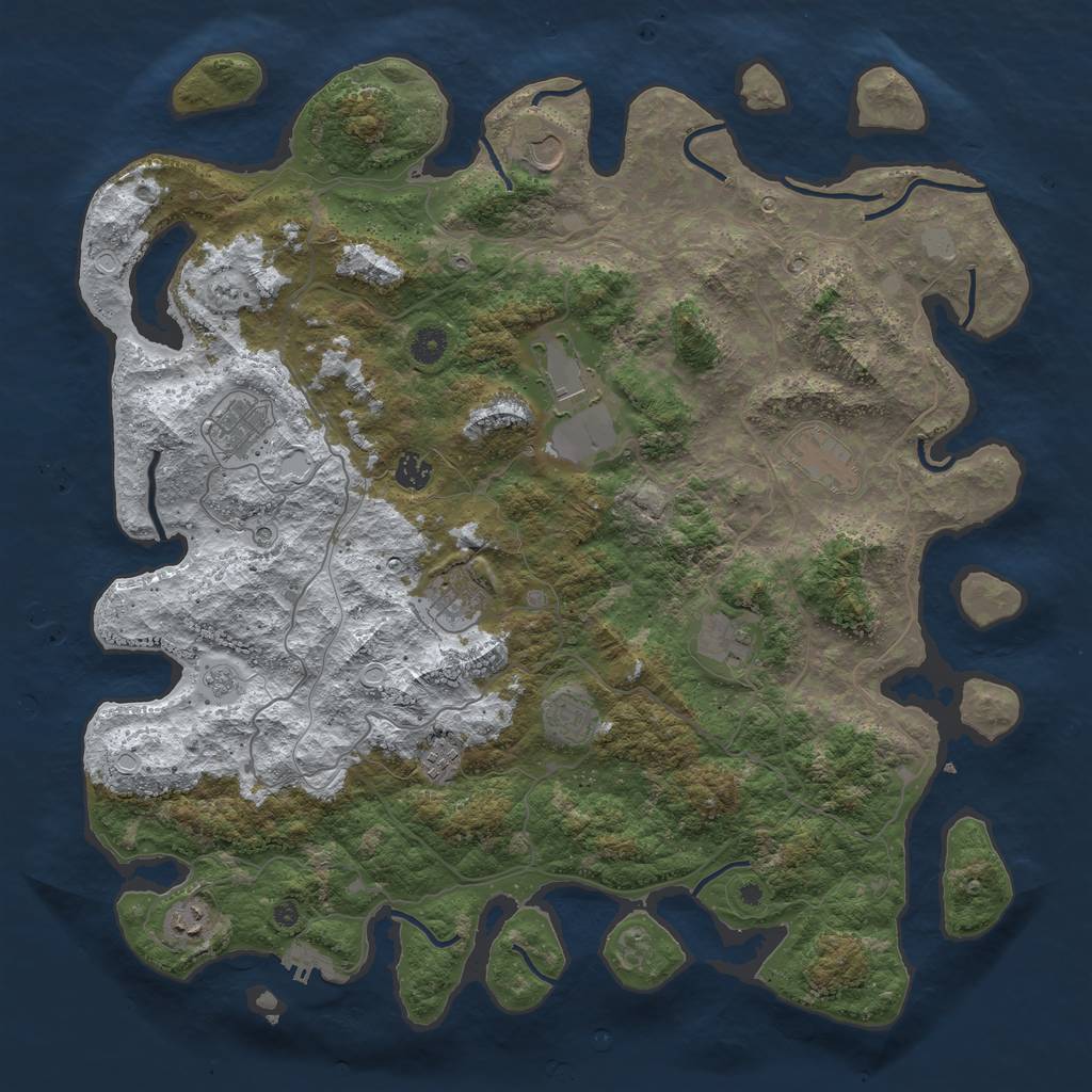 Rust Map: Procedural Map, Size: 4500, Seed: 2883726, 18 Monuments