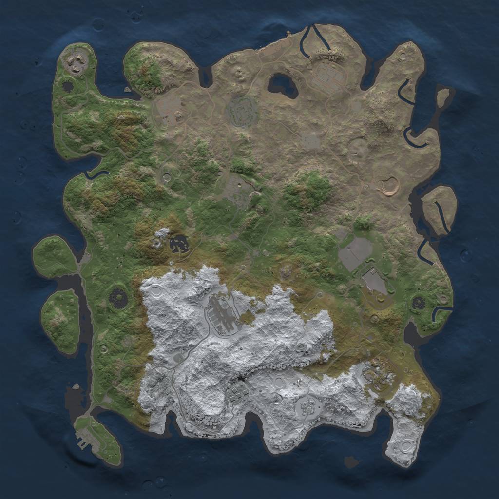 Rust Map: Procedural Map, Size: 3850, Seed: 1744547993, 20 Monuments