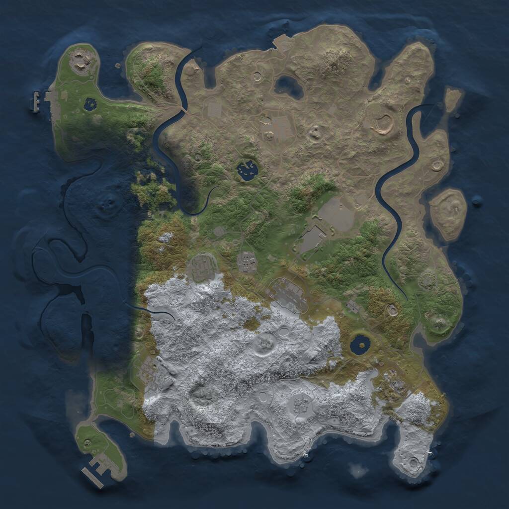 Rust Map: Procedural Map, Size: 3850, Seed: 1744547993, 16 Monuments