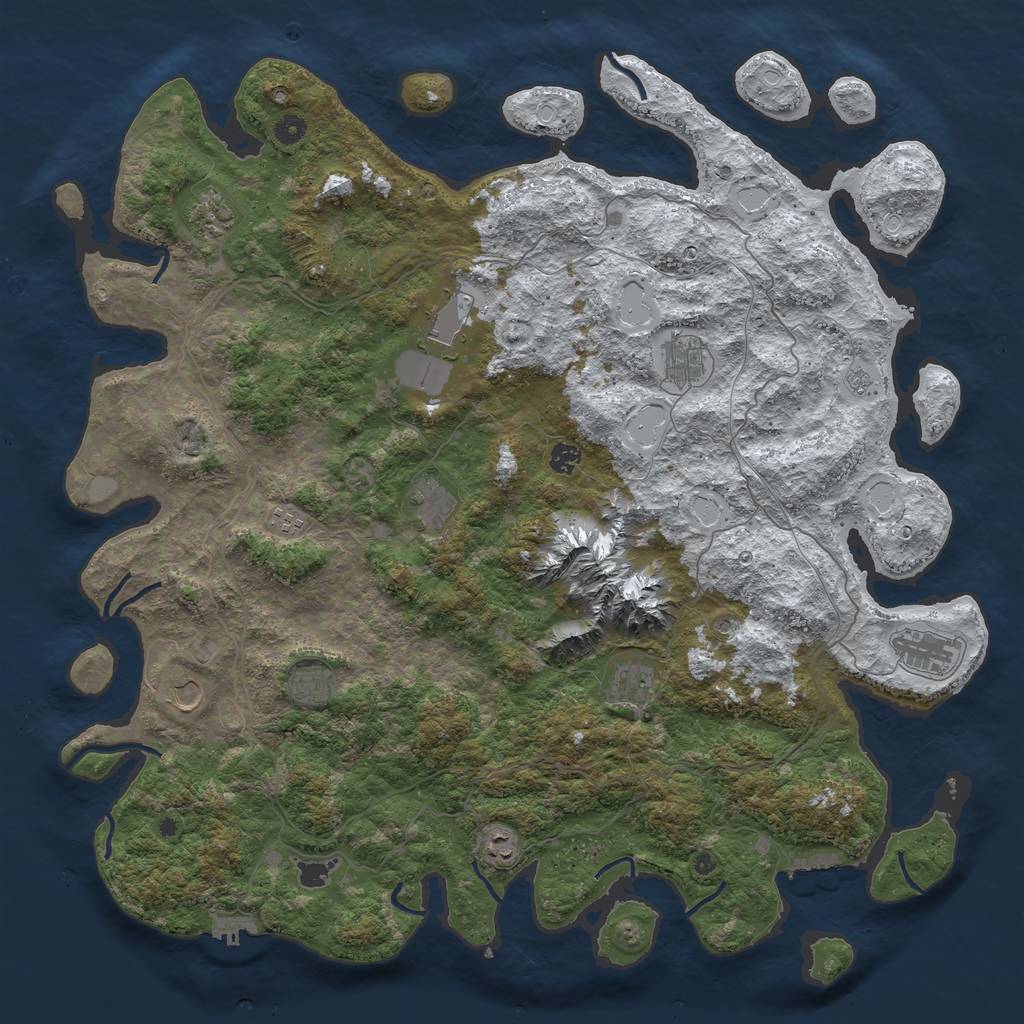 Rust Map: Procedural Map, Size: 5000, Seed: 1689183890, 20 Monuments