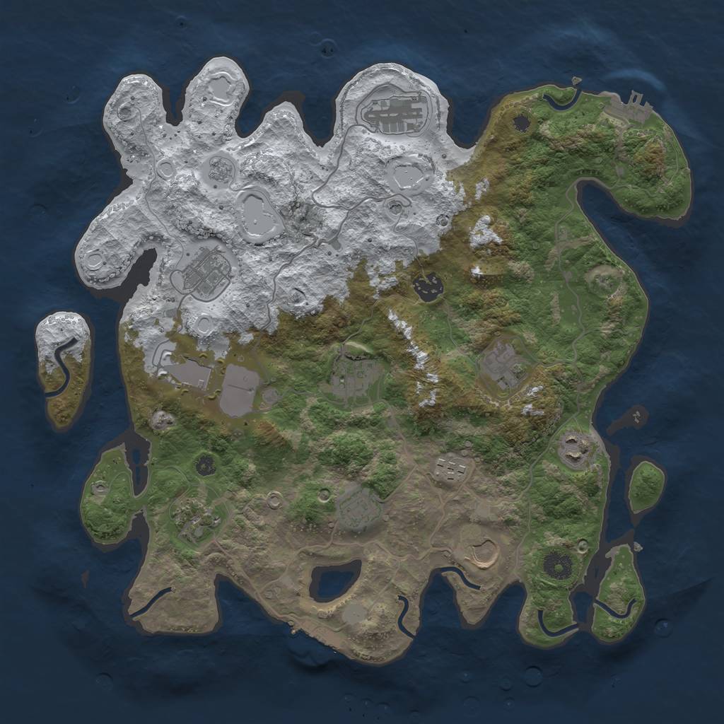 Rust Map: Procedural Map, Size: 3750, Seed: 23492454, 20 Monuments