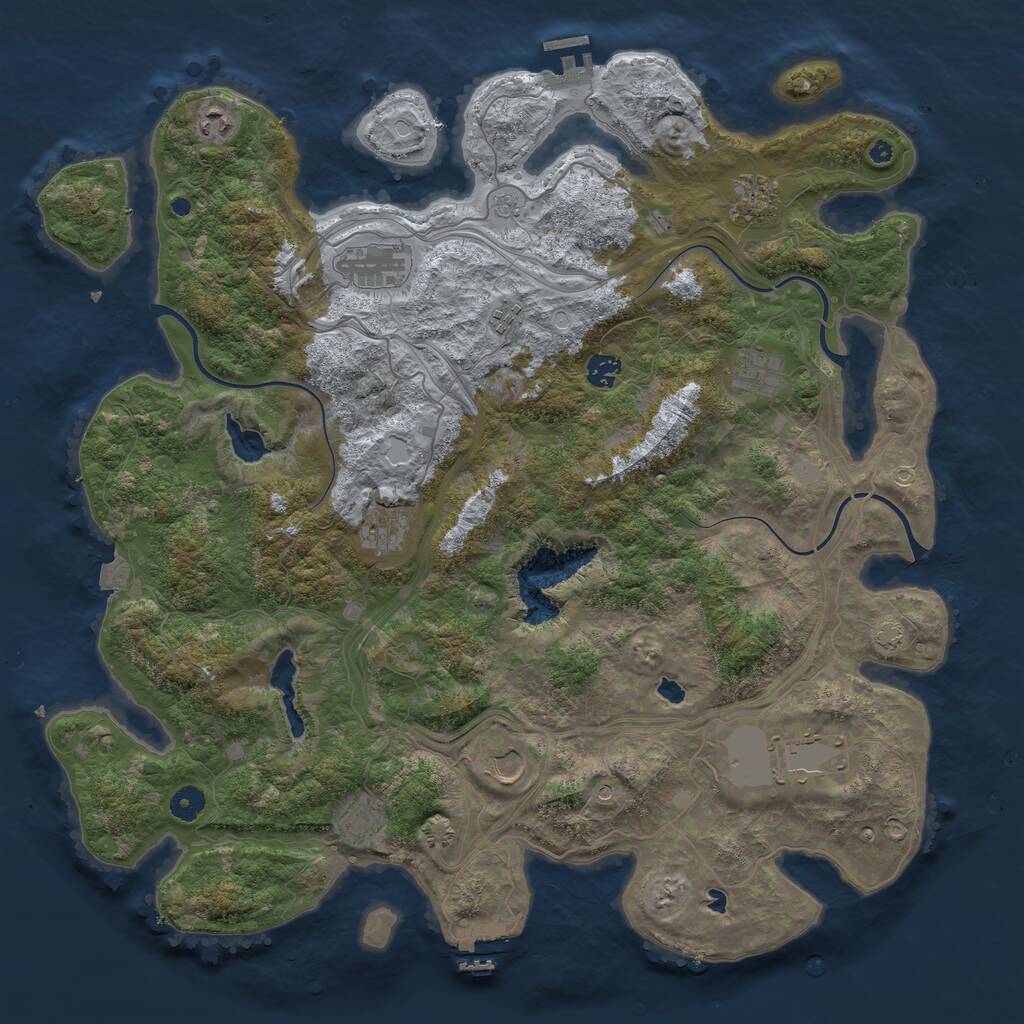 Rust Map: Procedural Map, Size: 4500, Seed: 545545, 16 Monuments