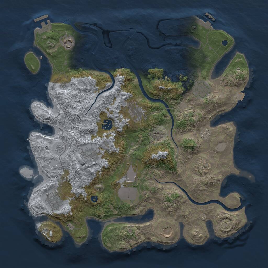 Rust Map: Procedural Map, Size: 3750, Seed: 6530330, 16 Monuments