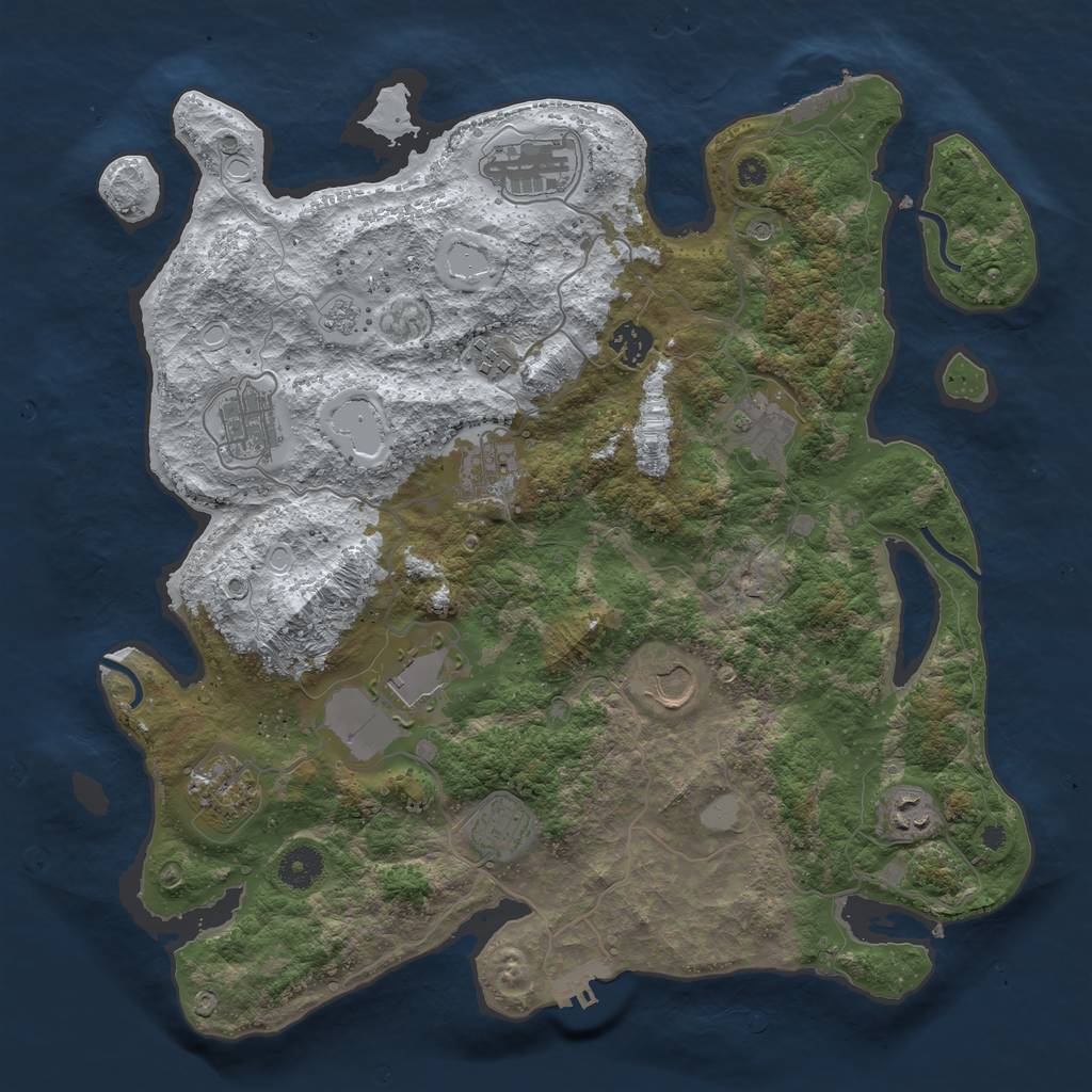 Rust Map: Procedural Map, Size: 3850, Seed: 140293362, 20 Monuments