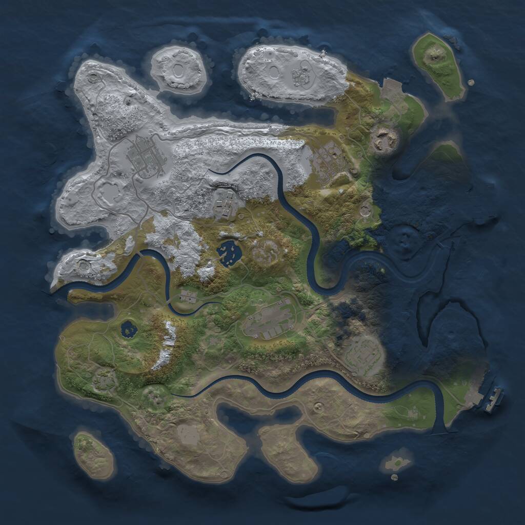Rust Map: Procedural Map, Size: 3200, Seed: 2224624, 13 Monuments