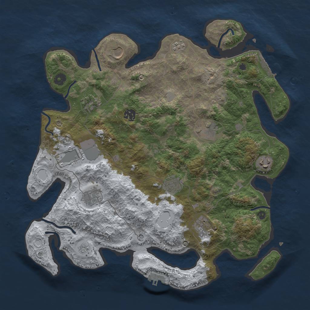 Rust Map: Procedural Map, Size: 3850, Seed: 1454867212, 19 Monuments