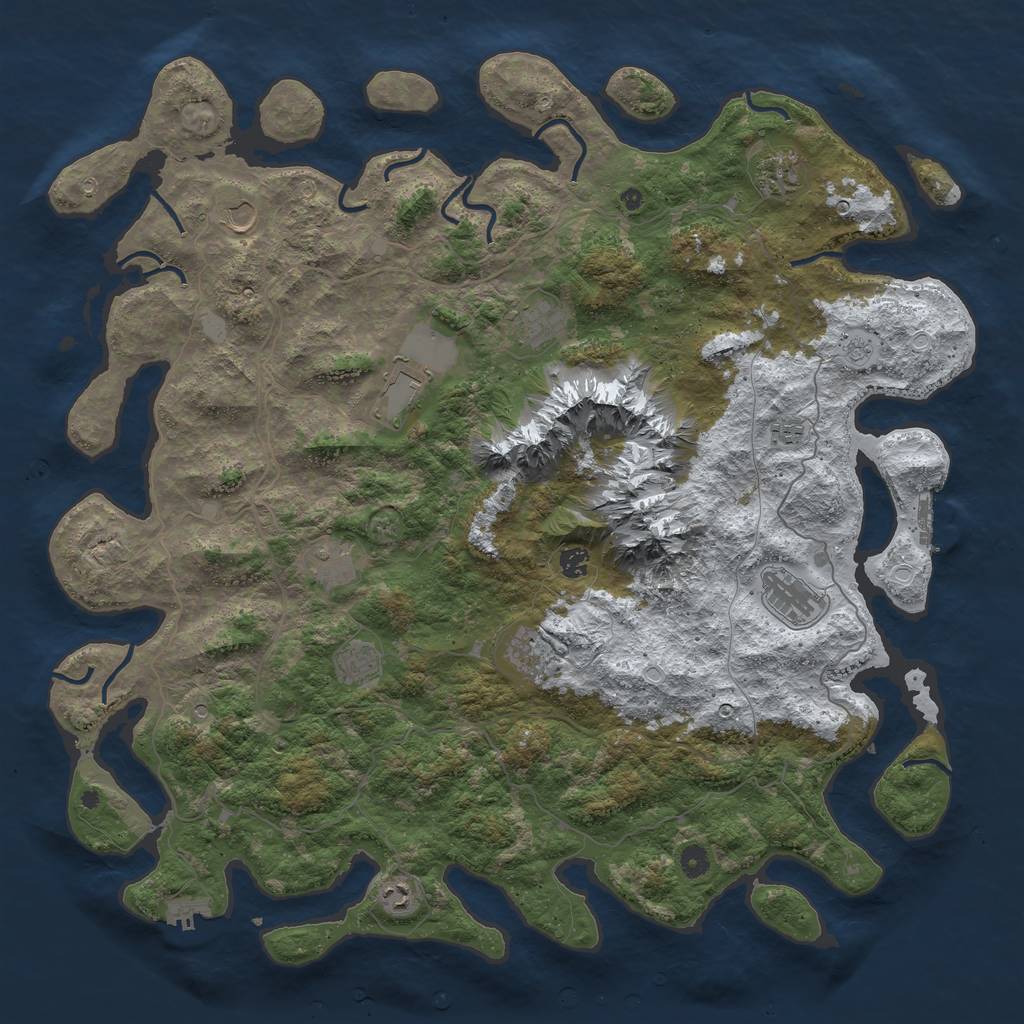 Rust Map: Procedural Map, Size: 5000, Seed: 940397143, 20 Monuments