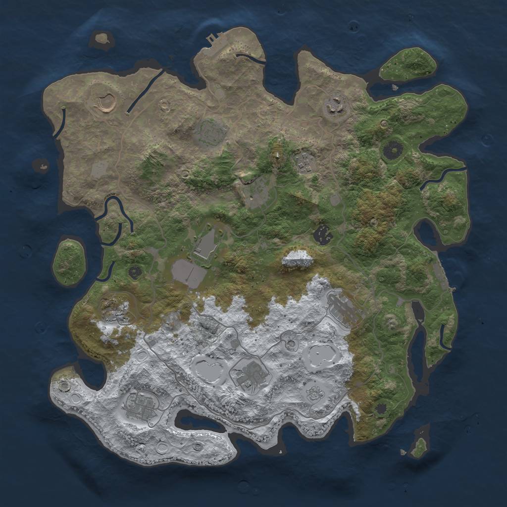 Rust Map: Procedural Map, Size: 4000, Seed: 1653884, 20 Monuments