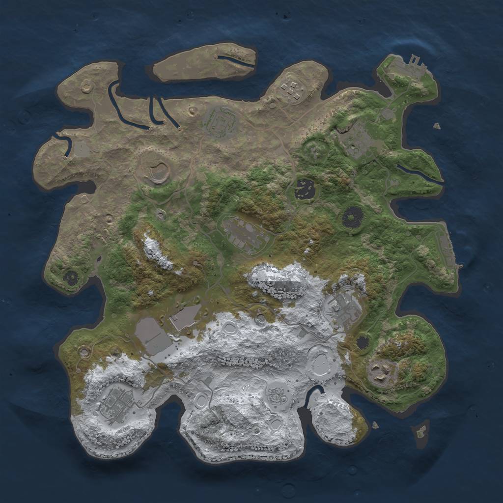 Rust Map: Procedural Map, Size: 3500, Seed: 1288774155, 19 Monuments