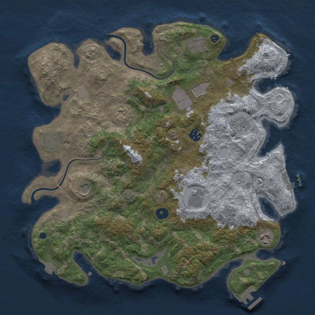 Rust Map: Procedural Map, Size: 3900, Seed: 2001, 16 Monuments