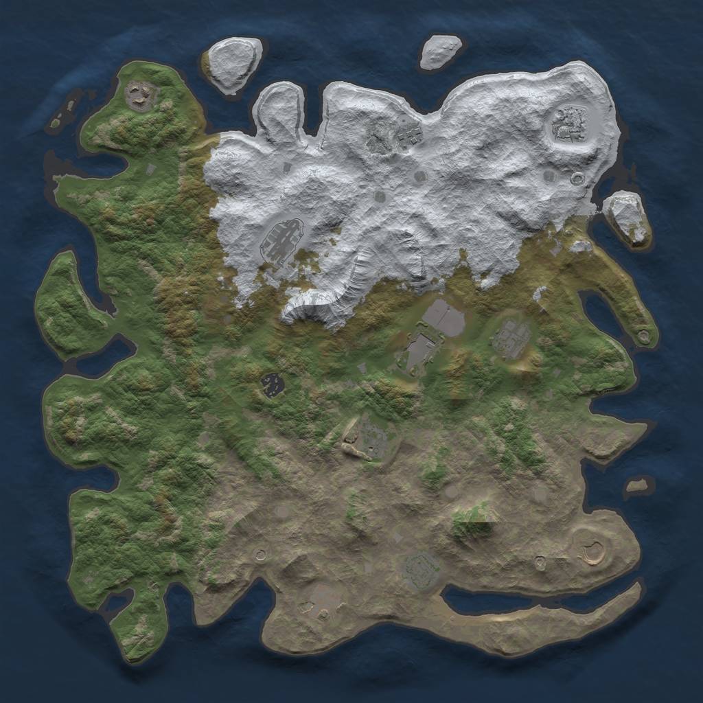 Rust Map: Barren, Size: 4500, Seed: 15128445, 14 Monuments