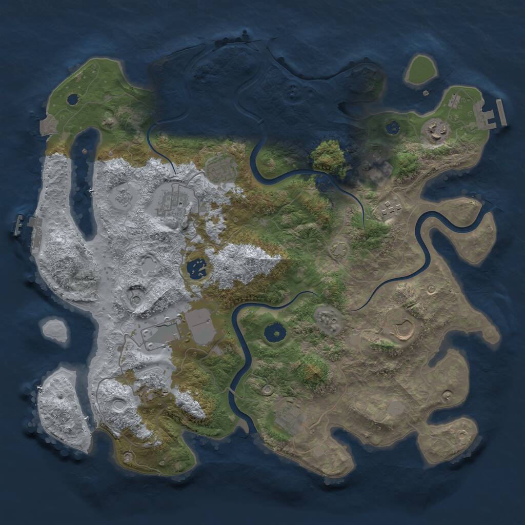 Rust Map: Procedural Map, Size: 3850, Seed: 1485035568, 16 Monuments