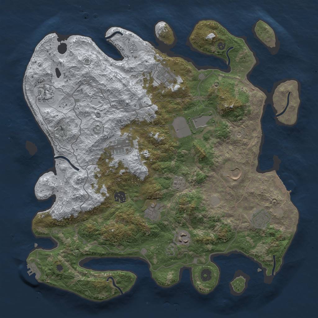 Rust Map: Procedural Map, Size: 4000, Seed: 2139545464, 19 Monuments
