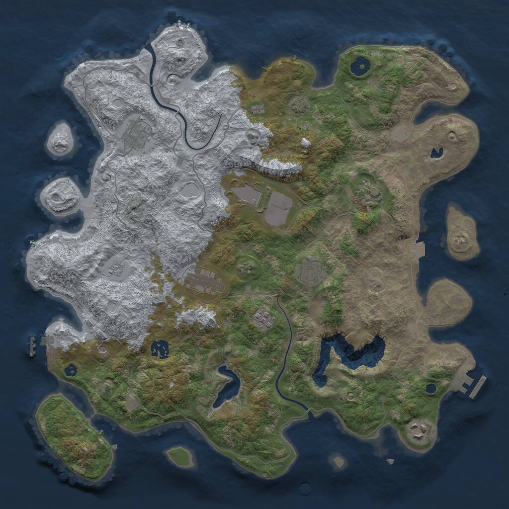 Rust Map: Procedural Map, Size: 4000, Seed: 722403, 14 Monuments