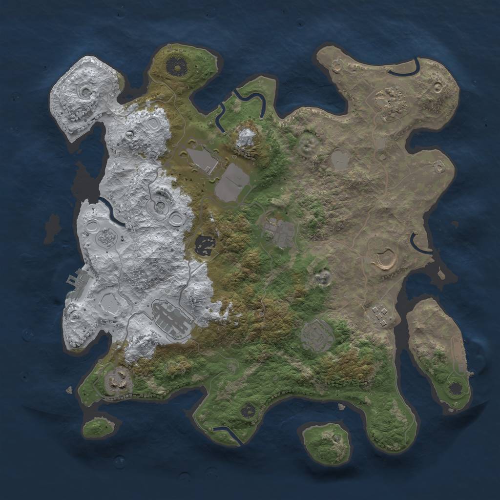 Rust Map: Procedural Map, Size: 3550, Seed: 600285, 18 Monuments