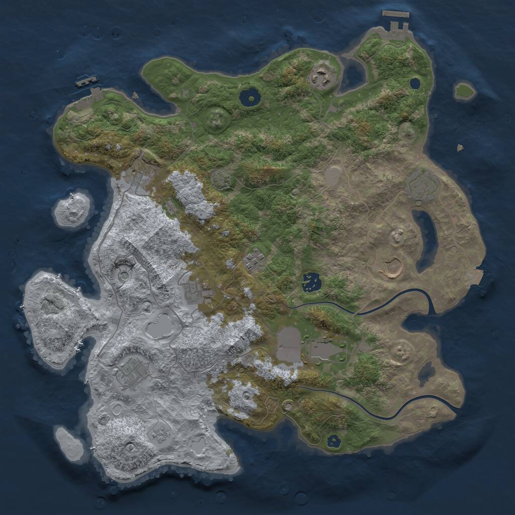 Rust Map: Procedural Map, Size: 3850, Seed: 834600540, 15 Monuments
