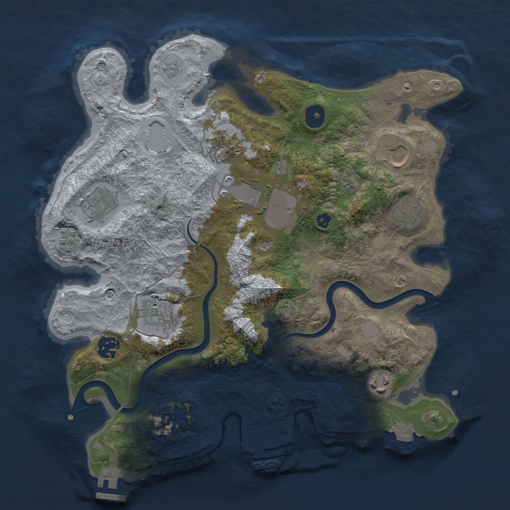 Rust Map: Procedural Map, Size: 3500, Seed: 1943482179, 15 Monuments