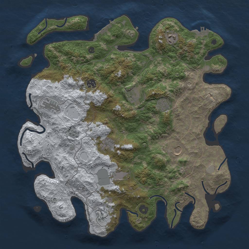 Rust Map: Procedural Map, Size: 4000, Seed: 2126907672, 19 Monuments