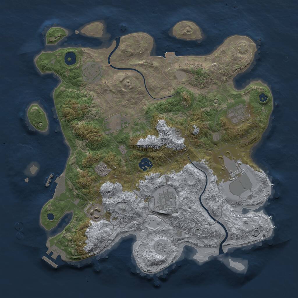 Rust Map: Procedural Map, Size: 3500, Seed: 65871962, 14 Monuments