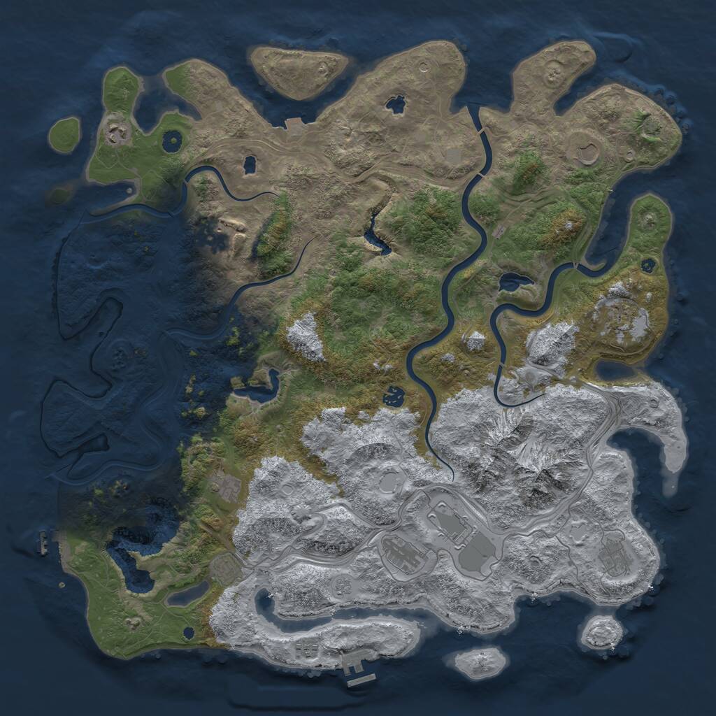 Rust Map: Procedural Map, Size: 5000, Seed: 934547, 17 Monuments