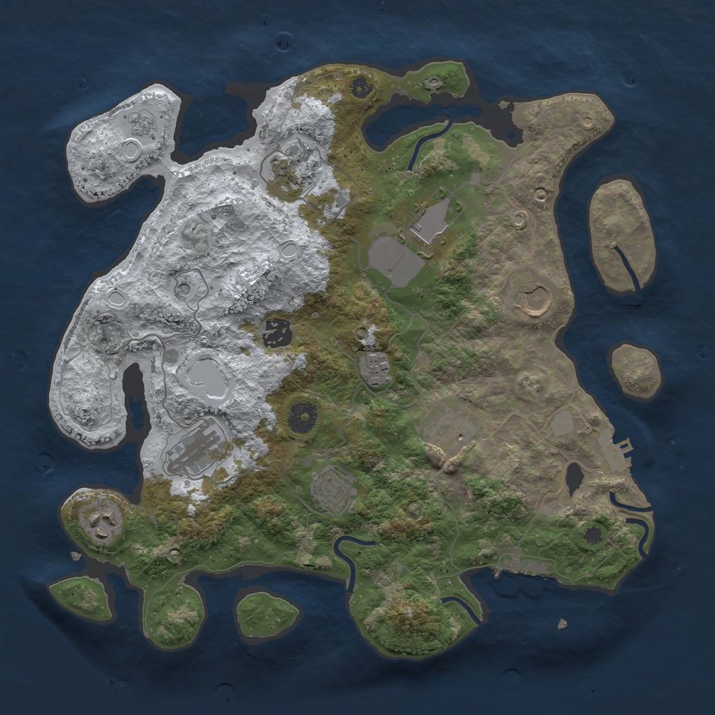 Rust Map: Procedural Map, Size: 3500, Seed: 132143176, 18 Monuments