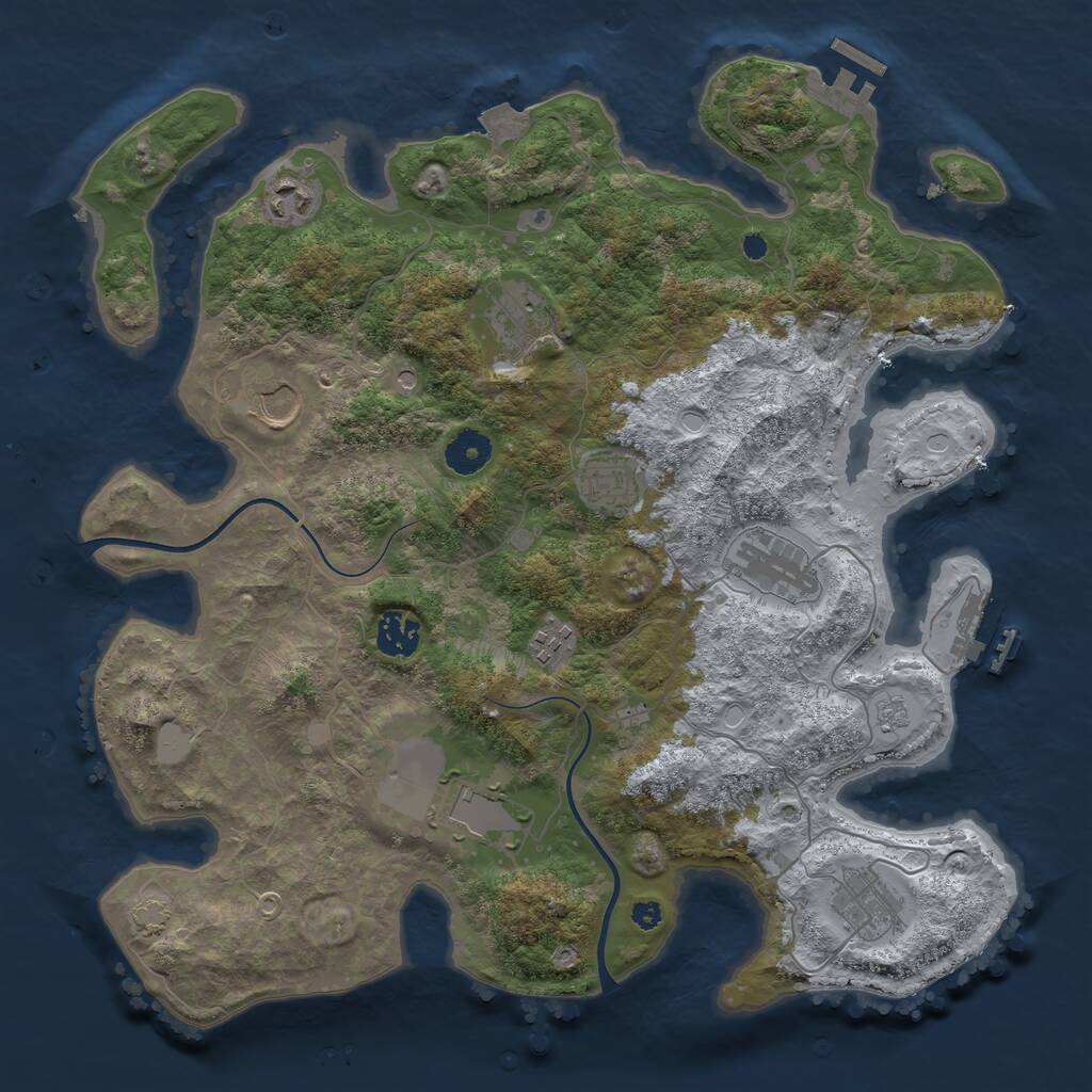 Rust Map: Procedural Map, Size: 3700, Seed: 966646041, 15 Monuments