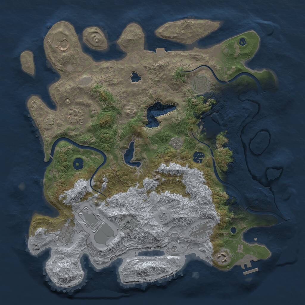 Rust Map: Procedural Map, Size: 4000, Seed: 5345, 15 Monuments