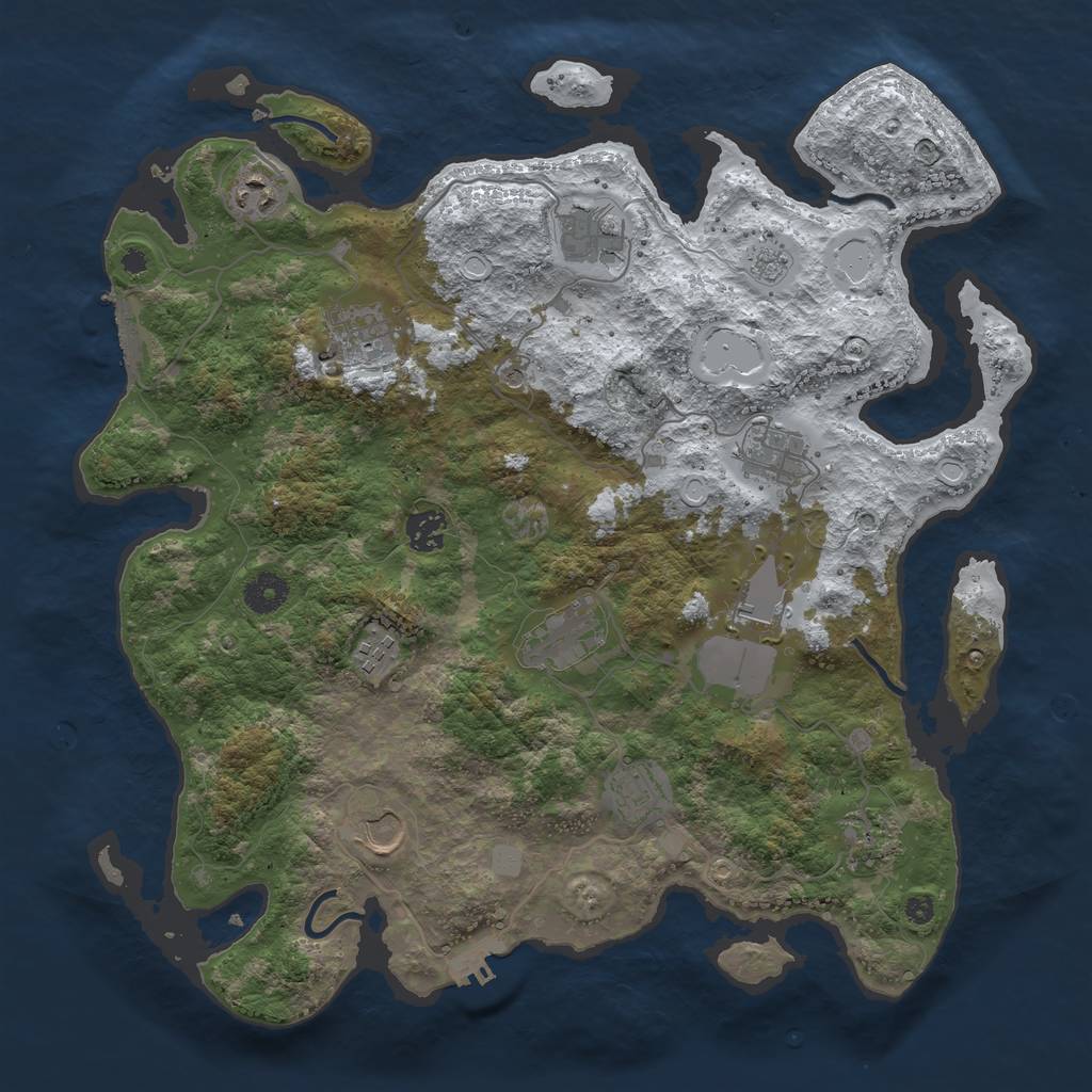 Rust Map: Procedural Map, Size: 3850, Seed: 1183579101, 20 Monuments