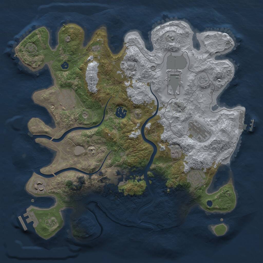 Rust Map: Procedural Map, Size: 3500, Seed: 1214321493, 15 Monuments