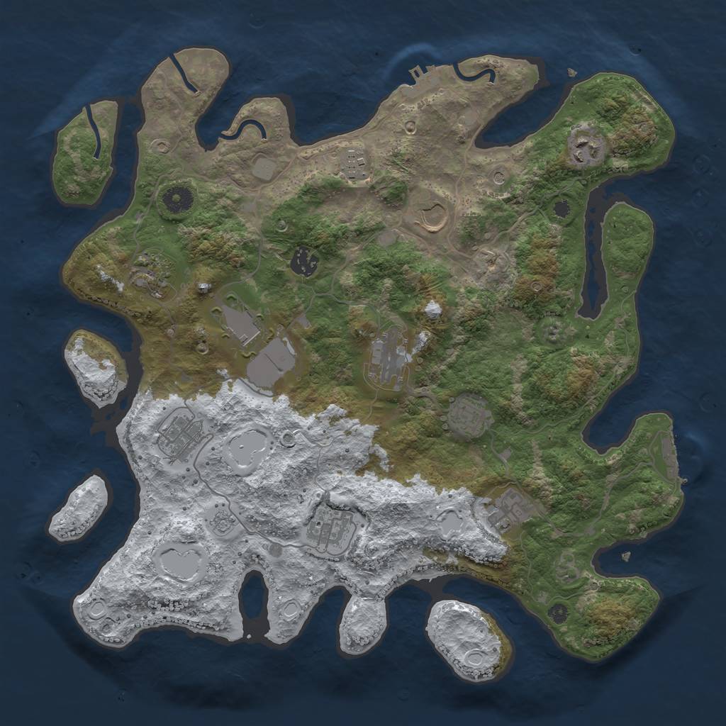 Rust Map: Procedural Map, Size: 3850, Seed: 633492162, 20 Monuments